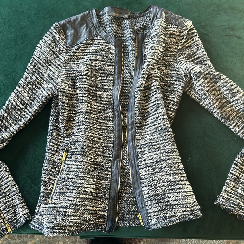 THML tweed zip up blazer XS